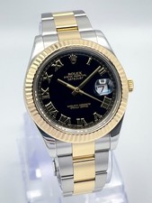 Rolex Datejust II 116333 41 mm quadrante nero romano scanalato bi metallo oro documenti