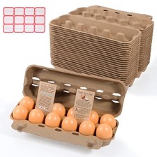 -Pack Bulk Empty Egg Cartons for Storage, 12-Count Natural Paper Pulp 24