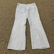 True Vintage 1970s Flare Pants Wide Leg Talon Zipper Patterned Rare Blue 32x28