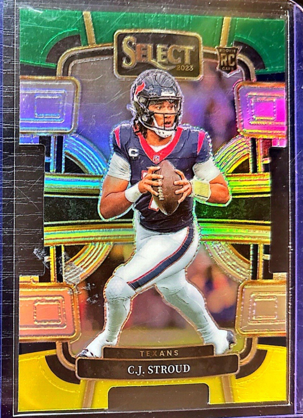 2023 Panini Select - Concourse C.J. Stroud #41 Green & Yellow Prizm Die-Cut (RC)