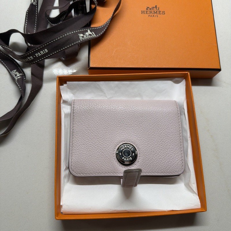 HERMES DOGON CARDHOLDER MAUVE PALE EVERCOLOR Beautiful! Authentic! $1300+ Retail