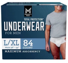 Member's Mark Total Protection Underwear for Men, Large/Extra Large, 84 Count
