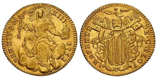 ITALIAN ST. Papal States. Benedict XIV. 1752-XIII AV Zecchino. NGC MS64 Fr.-231