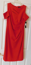 NWT $128 Tahari S Levine Women's Size 10 Crimson Red Side-Ruched Sheath Dress