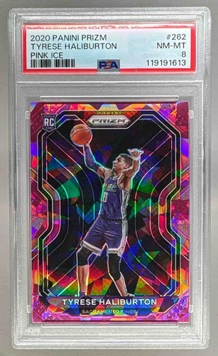 119191613 Tyrese Haliburton 2020 Panini Prizm #262 Pink Ice Rookie RC PSA 8