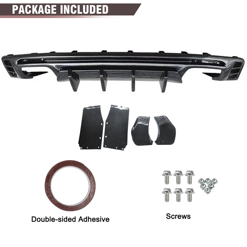 Carbon Fiber Rear Bumper Lip Diffuser Spoiler For Chevy Camaro SS LT LS 2016-24 - Image 3 of 4