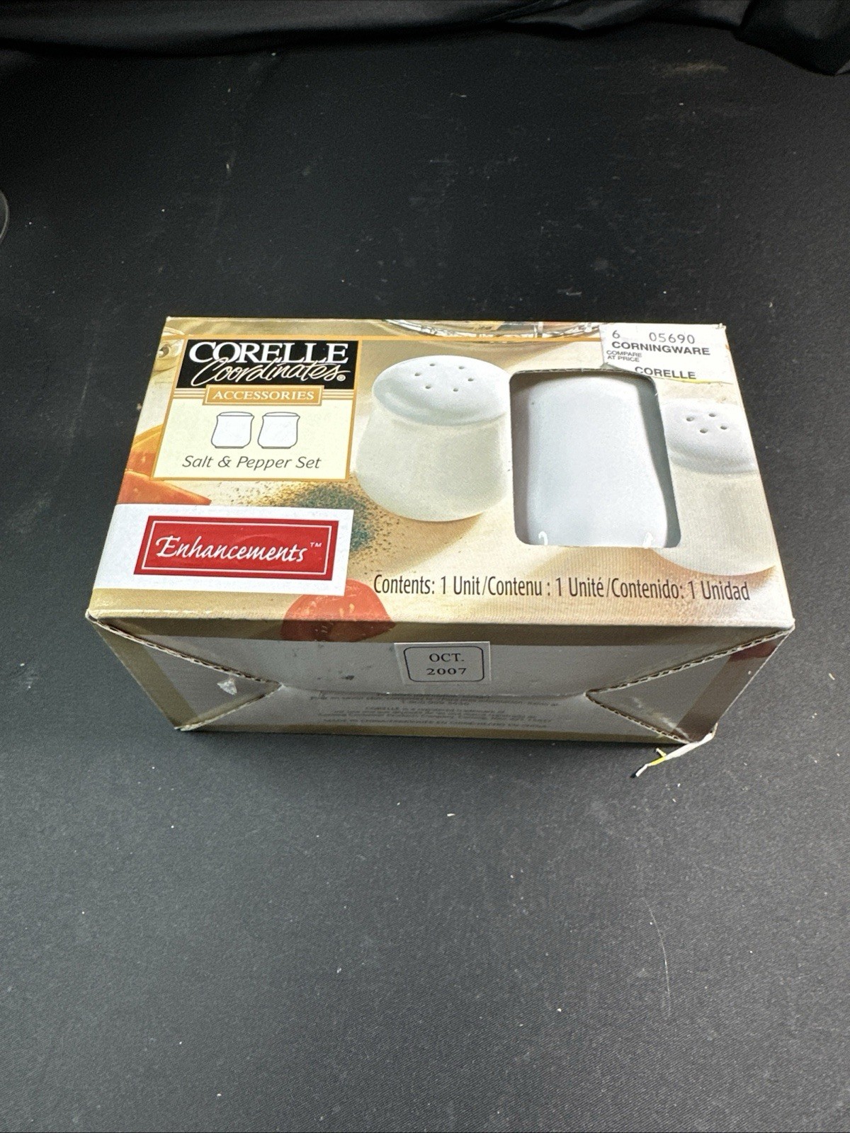 Corelle Coordinates Salt And Pepper Set~White~2007~New In Box