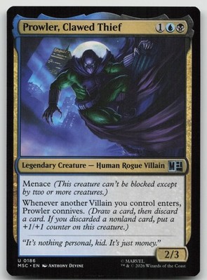 Prowler, Clawed Thief 186 Commander: Marvel Super Heroes Magic: The Gathering NM