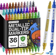 ARTISTRO Metallic Dual-Tip Craft Markers Set, 36 Colors, Multicolor
