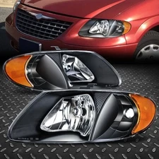 FOR 01-07 GRAND CARAVAN TOWN& COUNTRY BLACK HOUSING AMBER CORNER HEADLIGHT LAMPS
