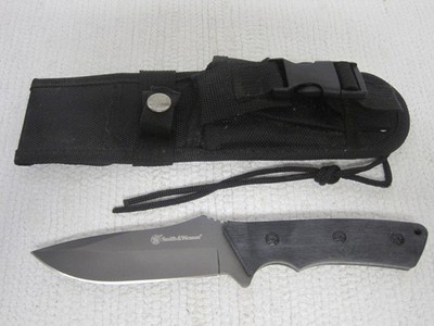 Smith & Wesson SWF1L 4.25'' Blade Wood Scales Fixed Knife w/Sheath FAST SHIPPING!