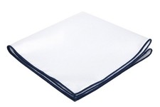 Gentlemans Essentials Weekend Casual White Pocket Square White/Prussian Blue