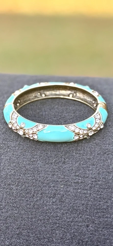 Pulseira Heidi Daus Newport chique esmalte azul-petróleo strass 6,5"  - Imagem 2 de 3