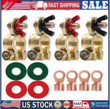 4xSolid Brass Battery Terminal Connector Top Post End Clamps Set for Car Marine
