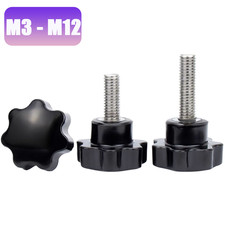 Stainless Thumb Screws Hand Knob Grip Bolts Black Plastic Hexalobular Star Head