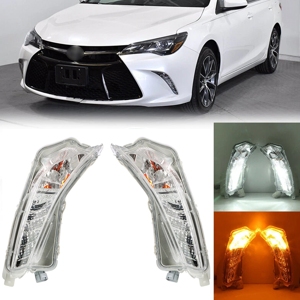 For 2015-2017 Toyota Camry XLE LED Daytime Running Fog Lamps Turn