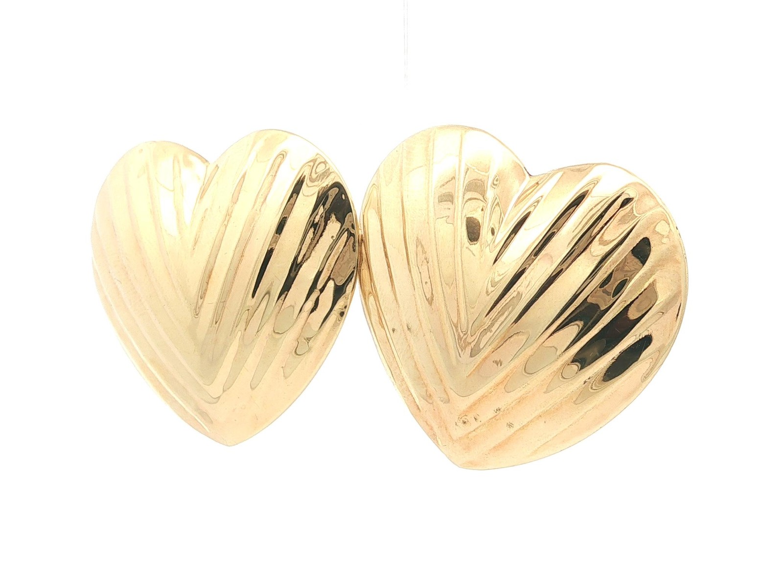 Solid Yellow Gold Large Puffed Large Heart Textur… - image 5