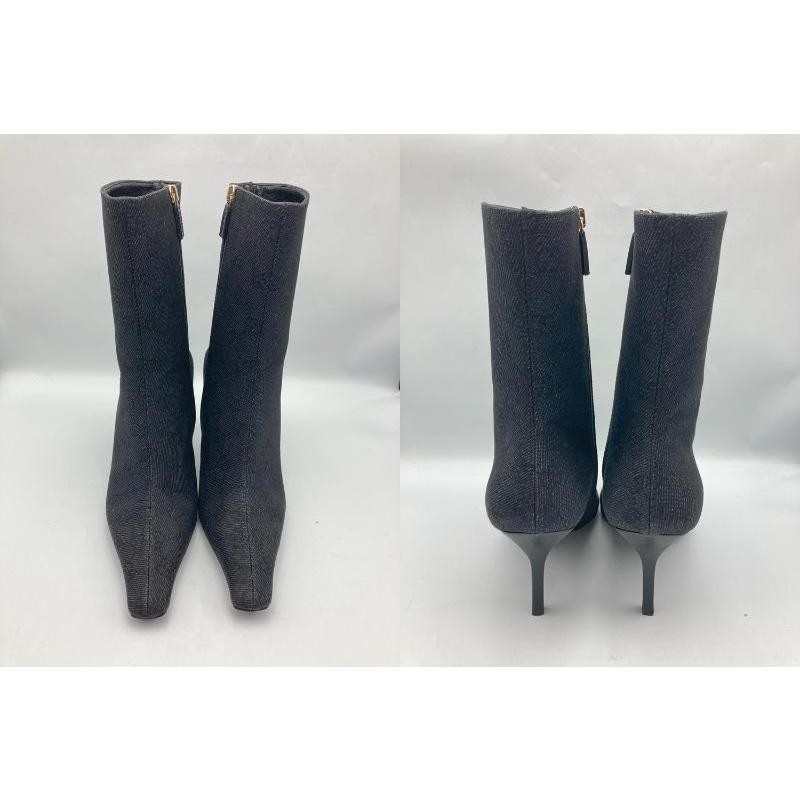 GUCCI Women's Short Side Zip Canvas/Leather Boots Size:38.5/JP:25.5 141172K Auth thumbnail 2