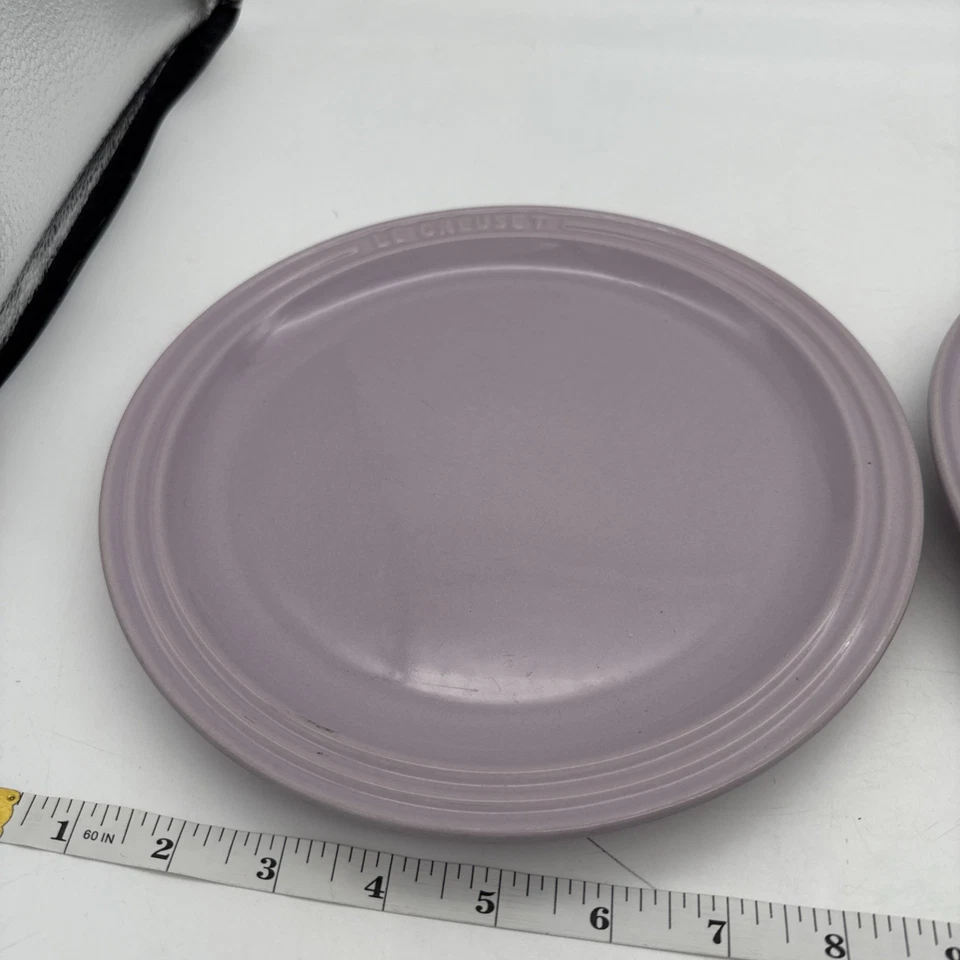 Set If 2 Le Creuset Large Round Plate 9” Inch Pastel Purple Color Stoneware - Image 2 of 4