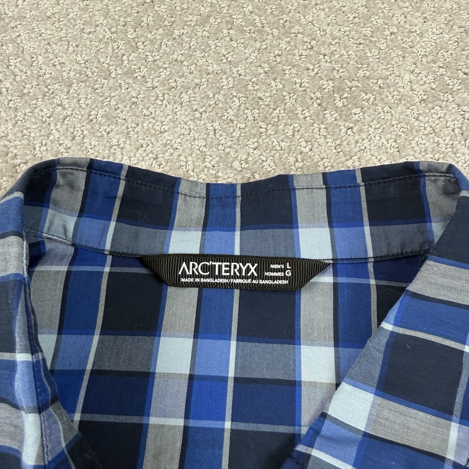 Arc'teryx Camicia Uomo Grande Blu Plaid Brohm Bottoni Manica Corta Escursionismo Gorp