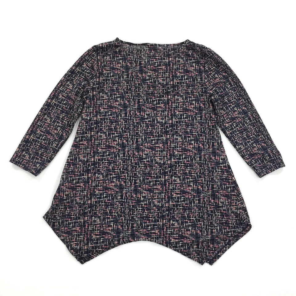 Blusa Elle 3/4 sem mangas estampa geométrica tamanho pequeno rosa creme carreira casual - Imagem 2 de 4