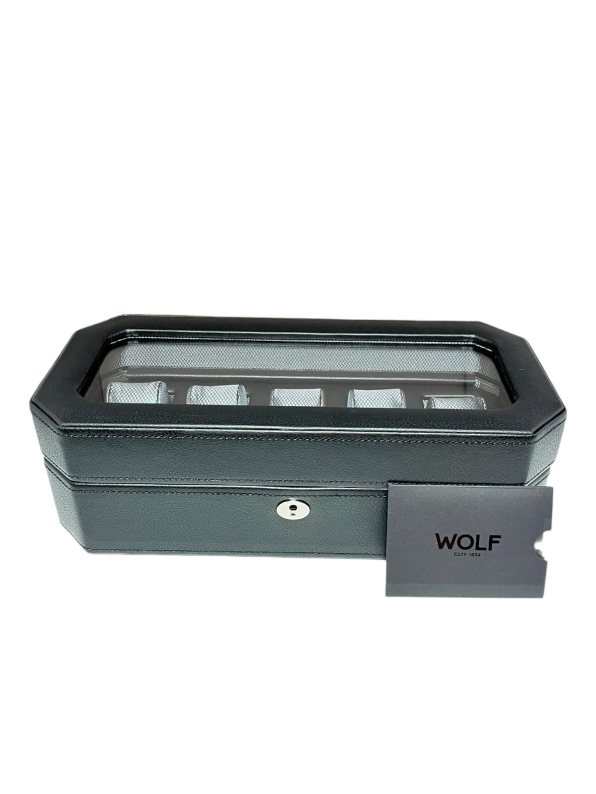Коробка для часов Wolf 4583029 Windsor состоящая из 5 предметов черно-серая MSRP 215 27790₽