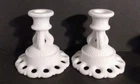 Westmoreland Dual Use Candle Holders Open Doric Milk Glass White Vintage 4.5" T
