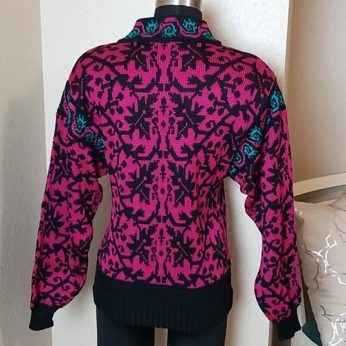 Suéter Ossi Skiwear Vintage Cremallera Parcial Frontal Rosa Negro Talla Mediana M - Imagen 5 de 7