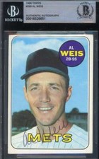 Al Weis Beckett BAS Signed 1969 Topps Autograph