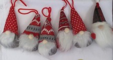 Set of 6 Cloth Gnome Ornaments