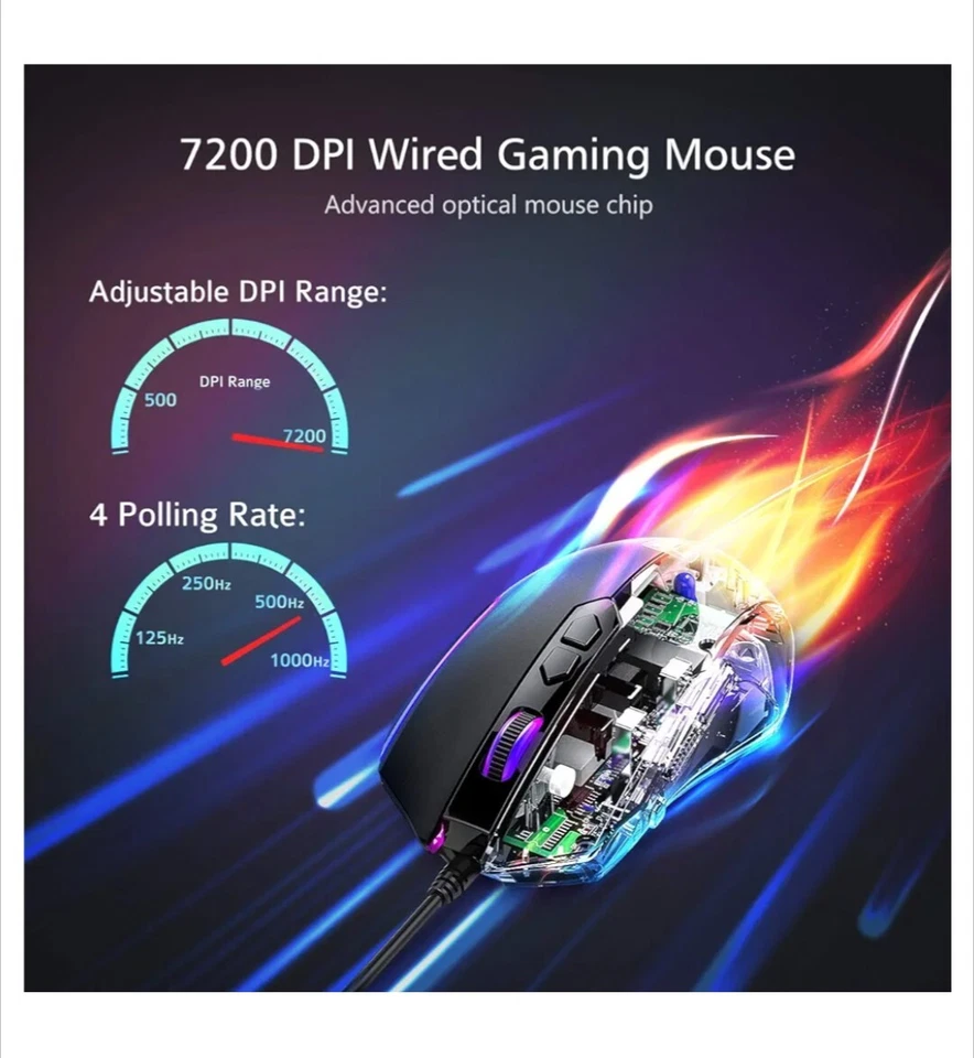 VOLLION RGB Gaming Mouse Wired 7200 DPI  | FREE DELIVERY  - Image 4 of 4