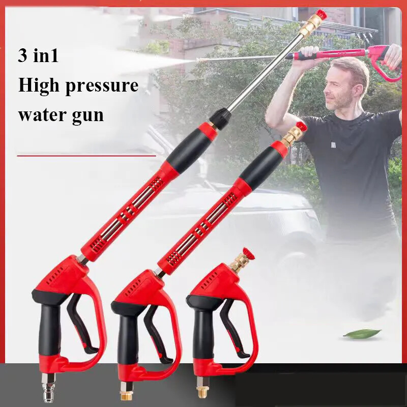 4000 PSI High Pressure Power Washer Gun Spray Wand & Hose Kit - Brass & Stainless Steel, Cold Water Use