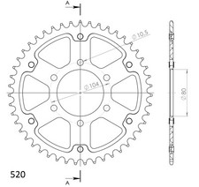 Kettenrad Supersprox Stealth 520 LK 104,0mm &Oslash; 80mm 46Z 6-Loch Aluminium Stahl