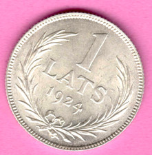 Latvia Lettland 835 Silver 1 Lats 1924 UNC-BU Rare Condition 3934