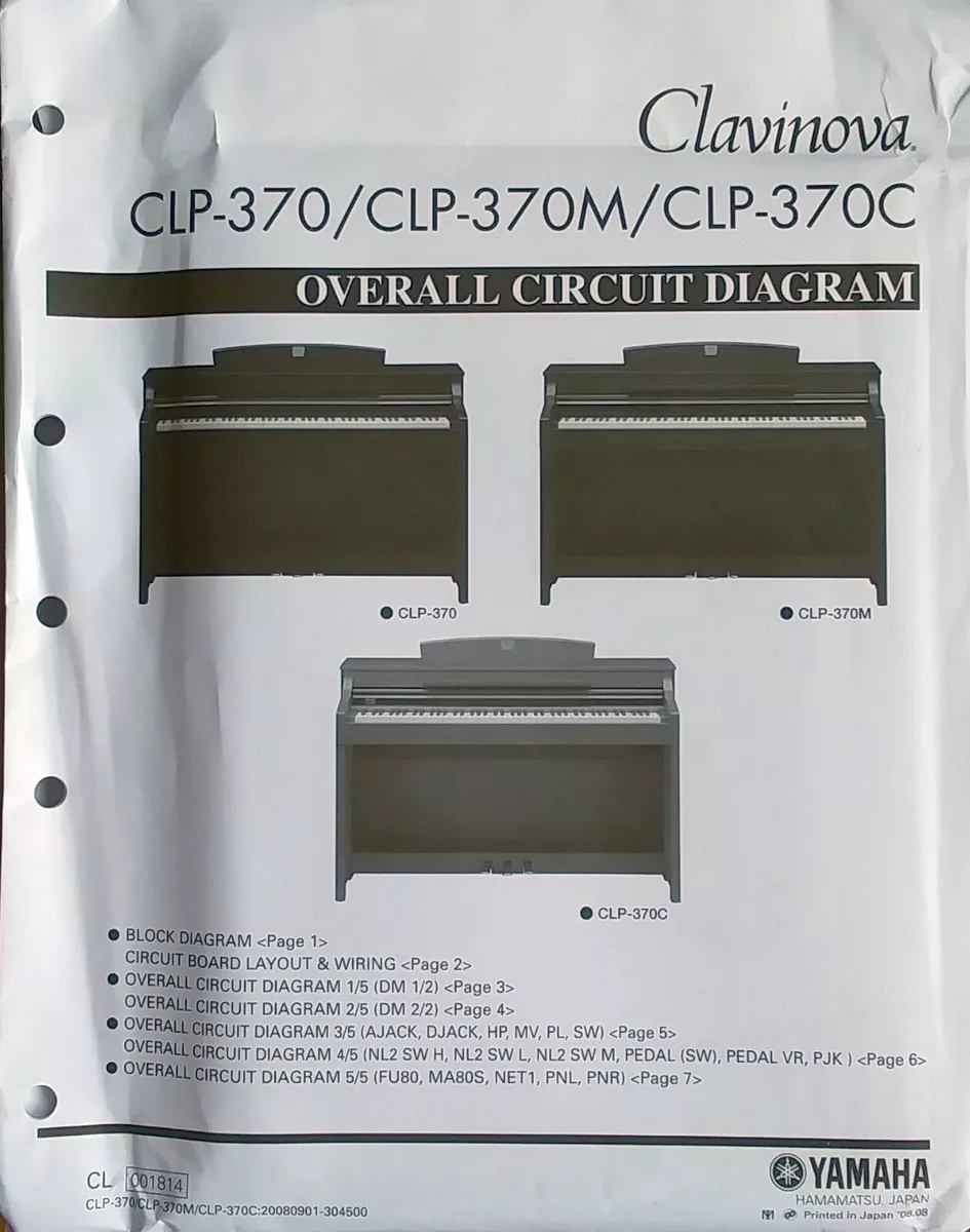 Yamaha CLP 370 370M 370C Digital Piano Original Overall Circuit