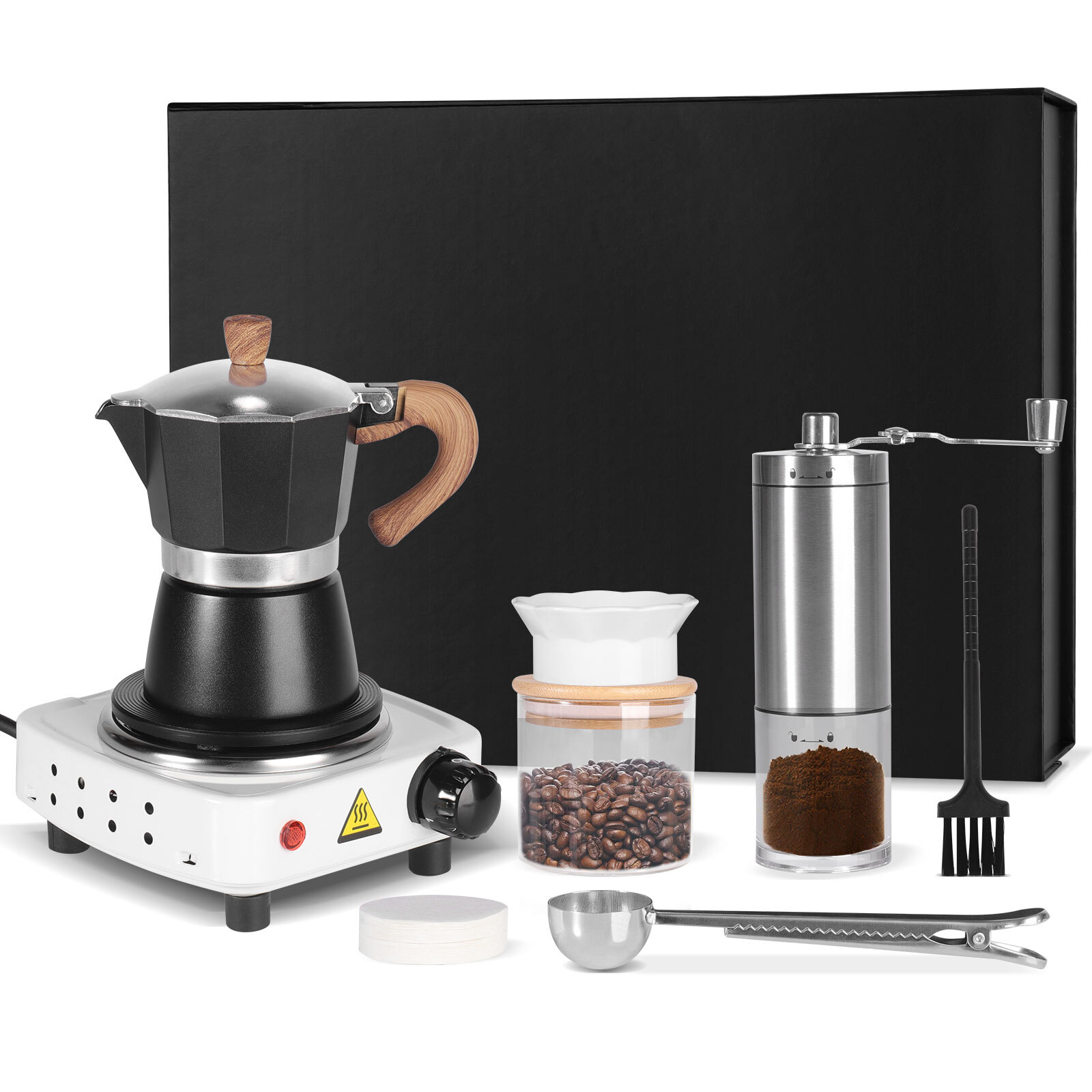 Set Manual Coffee Grinder Electric Stovetop