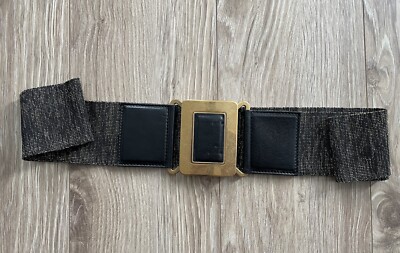 YSL Rive Gauche Gold Belt with Large Rectangle Buckle Made In