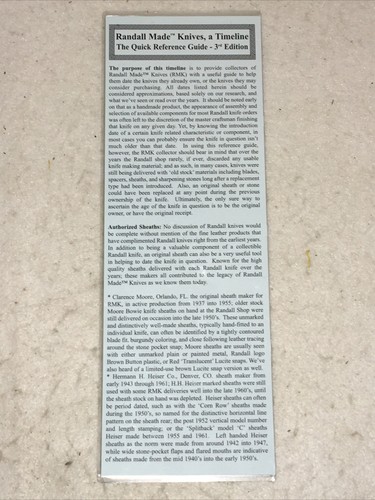 2008 3rd Edition Randall Made Knives A Timeline Quick Reference Guide - Picture 2 of 6