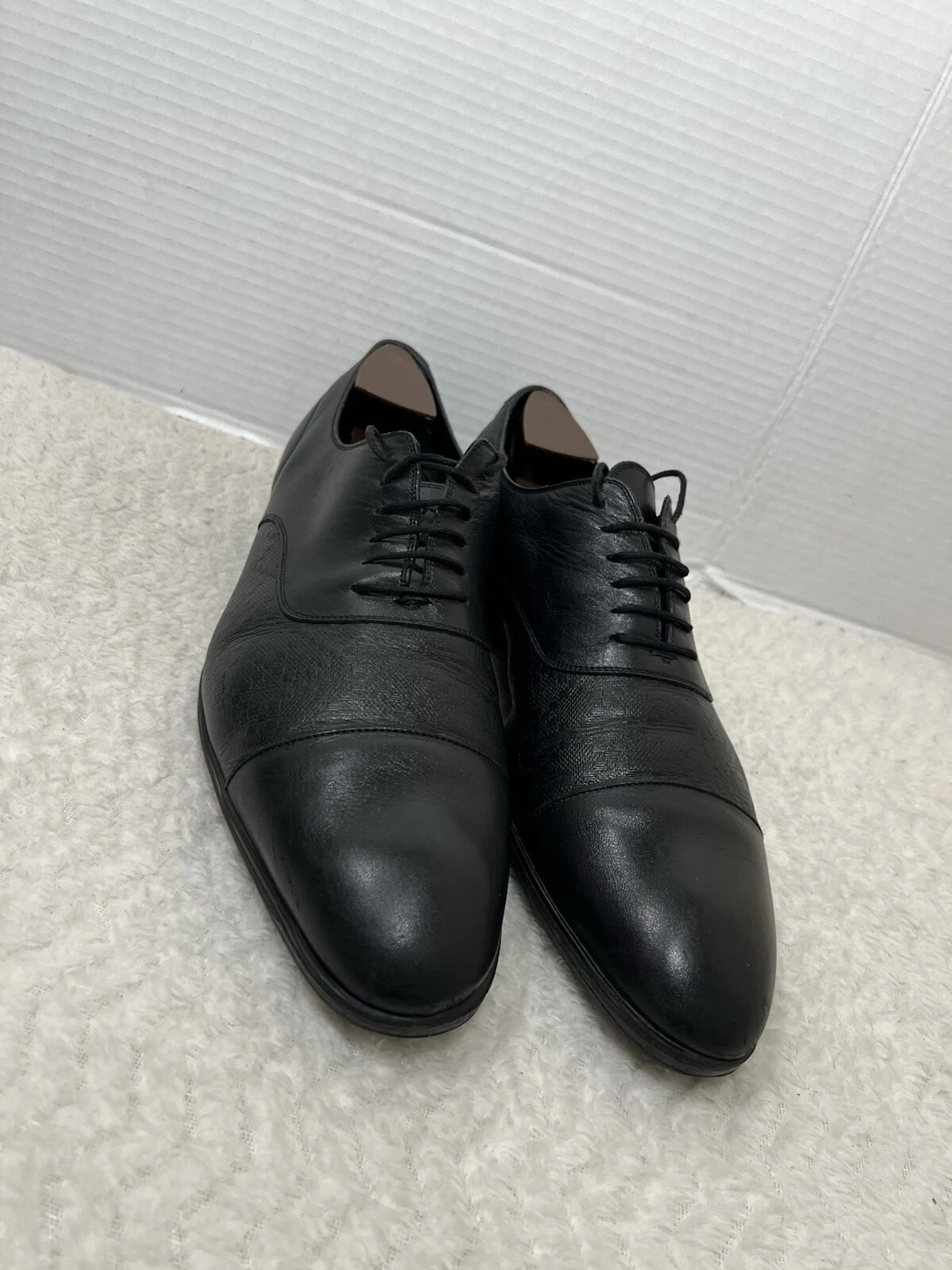 Gucci homme taille 11 US 12 noir classique cuir formel bout bonnet à enfiler Oxford