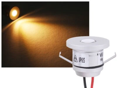 Alu Mini LED Spot silber IP65 12V 1W warmweiss dimmbar Einbauleuchte Strahler - Bild 1 von 4
