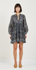 NWT $295 ULLA JOHNSON Asimar Blue Floral Cotton Mini Dress Long sleeve sz 2/4/6