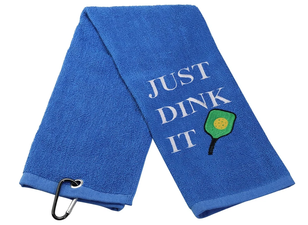 Pickleball "Just Dink It" Embroidered 26" x 15" Sports Hand Towel - Great Gift!