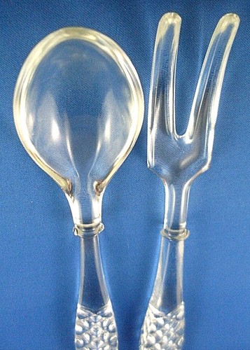 Vintage 1950's BOHEMIA CRYSTAL SALAD SERVERS (FORK & SPOON) Collectable VG - AUS - Bild 6 von 9