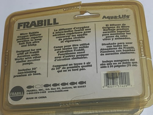 Frabill AQUA LIFE MICRO BUBBLE OXYGEN DIFFUSER FOR BAIT FISH OLD STOCK PACKAGE - Picture 2 of 3