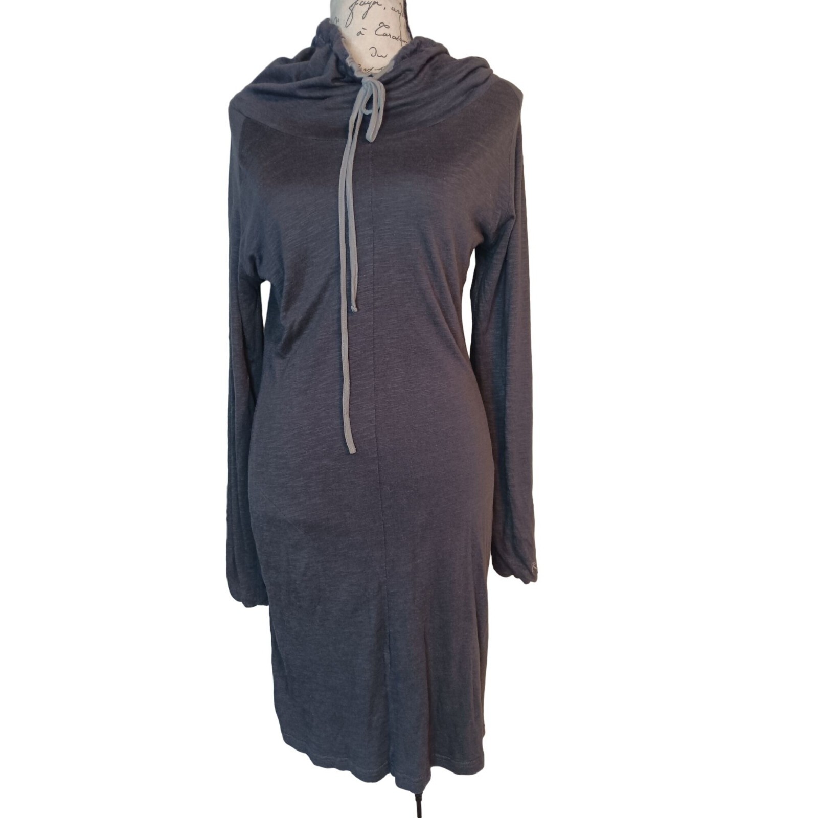 Kuhl Women's Cowl Neck Gray Drawstring Hoodie Dress,Size Small, Modal Cotton