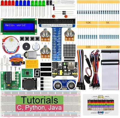 Kit de démarrage pour Raspberry Pi modèle 3B, 2B, B + | Python, C, Java