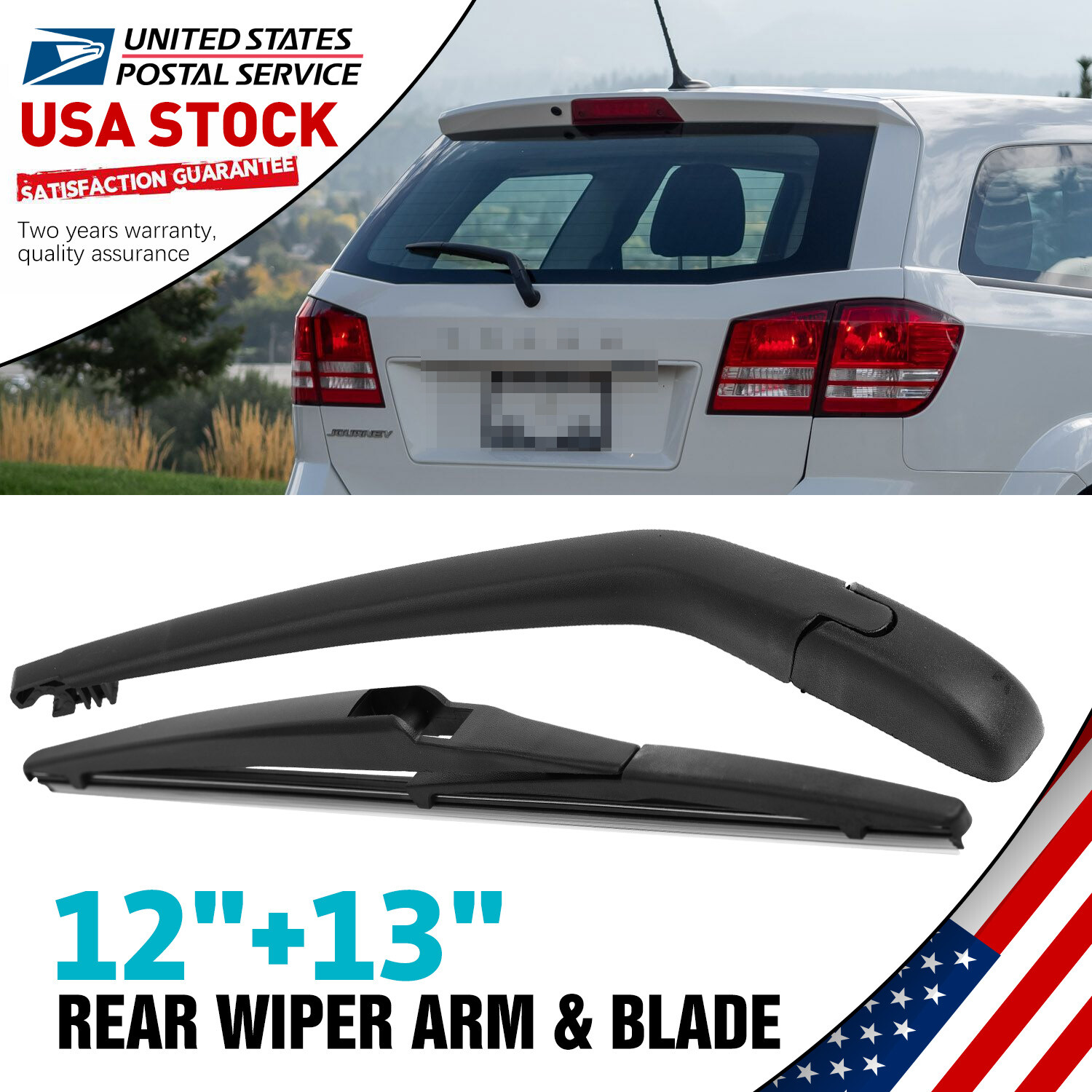 OEM Quality Rear Windshield Wiper Arm & Blade - All Season Super Clean Fit  