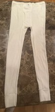 Vintage Thermal Long John Underwear Pants Cream 50s 60s 70s Warm Winter USA XL