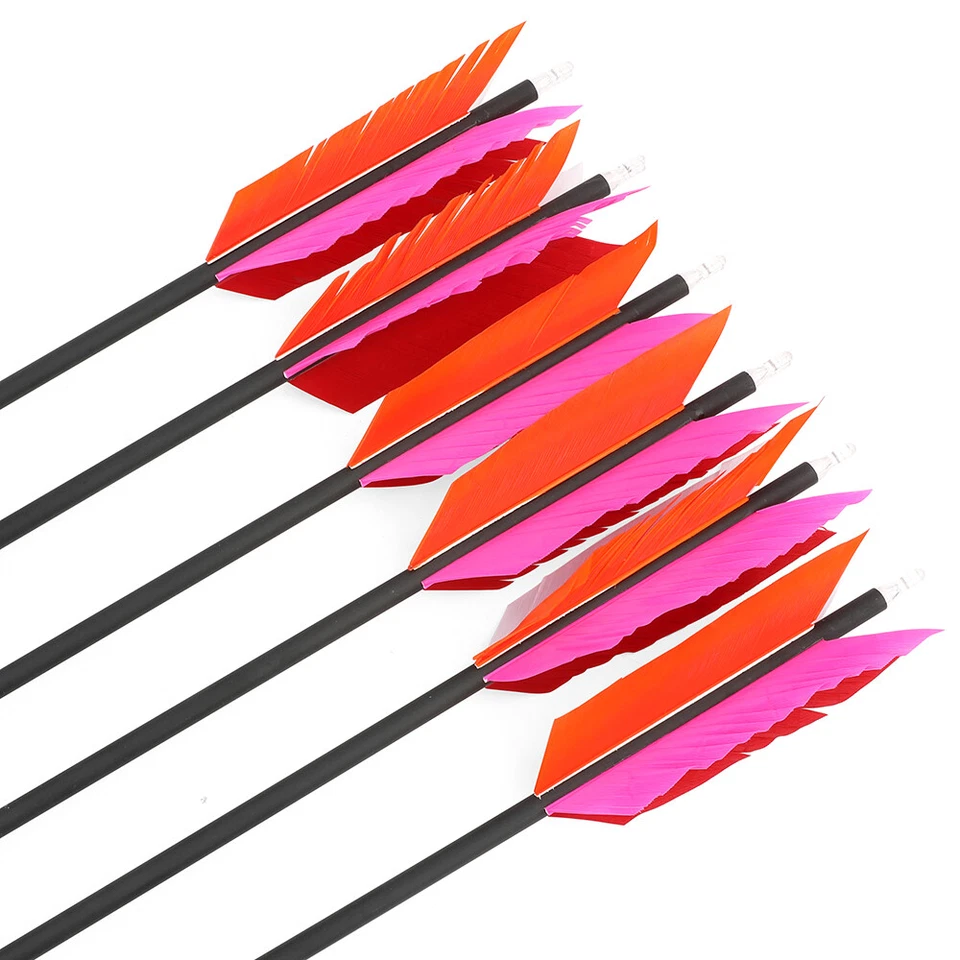 12X Carbon Arrows Flu Flu Turkey Feather 30Inch SP500 Archery Bow Hunting Target - Image 2 of 4