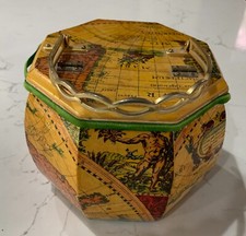 VINTAGE "BILLIE ROSS OF THE PALM BEACHES" FLORAL WOOD OCTAGON PURSE/HANDBAG  EX